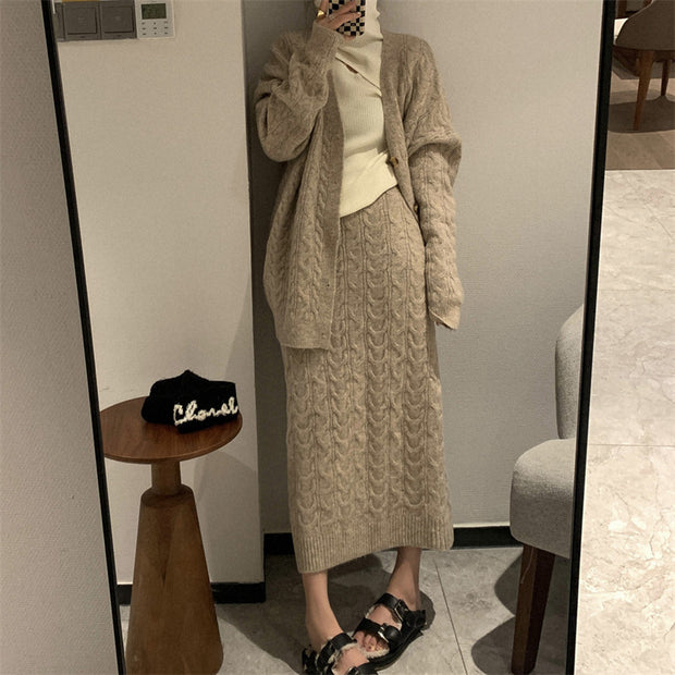 Temporary Twist Sweater Jacket Skirt Two -piece Suit