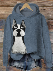 Rolling Eyes Puppy Women's Hooded Sweater