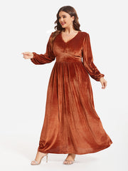 Floral Print Belted Split Wrap Velvet Maxi Dress