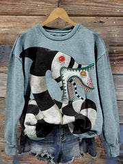 Halloween Horror Movie Sand Worm Pattern Cozy Sweatshirt