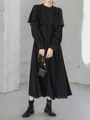 Loose Casual With Piece Long Sleeves And Round Neck Maxi Dress