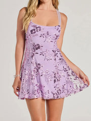 Boat neck sequin mini dress