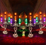 🎃💀Skull Candlestick Lights — Battery-Powered Flameless LEDs to Light Up Your Halloween Party and Haunted House Decorations 🕯️