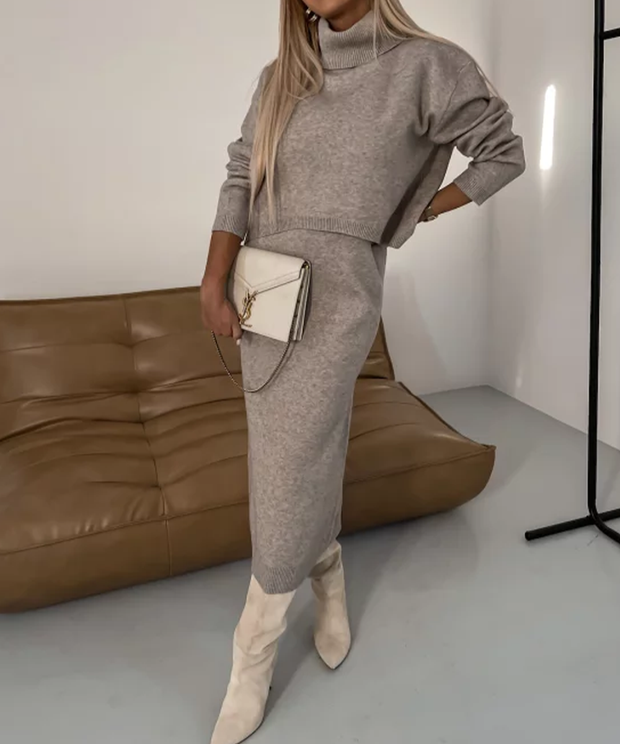 Turtleneck Casual Two-Pieces Set