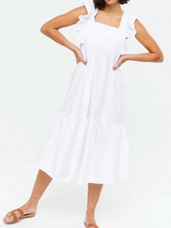 Frill sleeve maxi dress