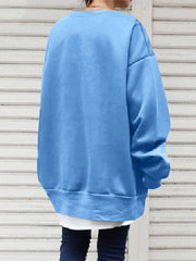 Casual Loose Solid Color Round-Neck Sweatshirt Top