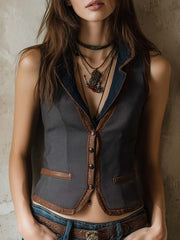 Retro Noise Contrast Slim Vest