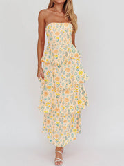 Strapless floral maxi dress