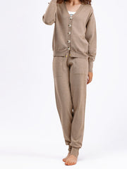 V-neck Cardigan Sweater Harem Pants Two-pieces Set