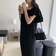 Square Collar Waist Loose Long A-Line Maxi Dress