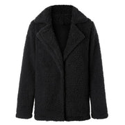 Plush Coat Lapel Solid Color Long Sleeve Cardigan Coat