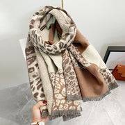 Colorblock Leopard Print Thick Warm Temperament Shawl Scarf