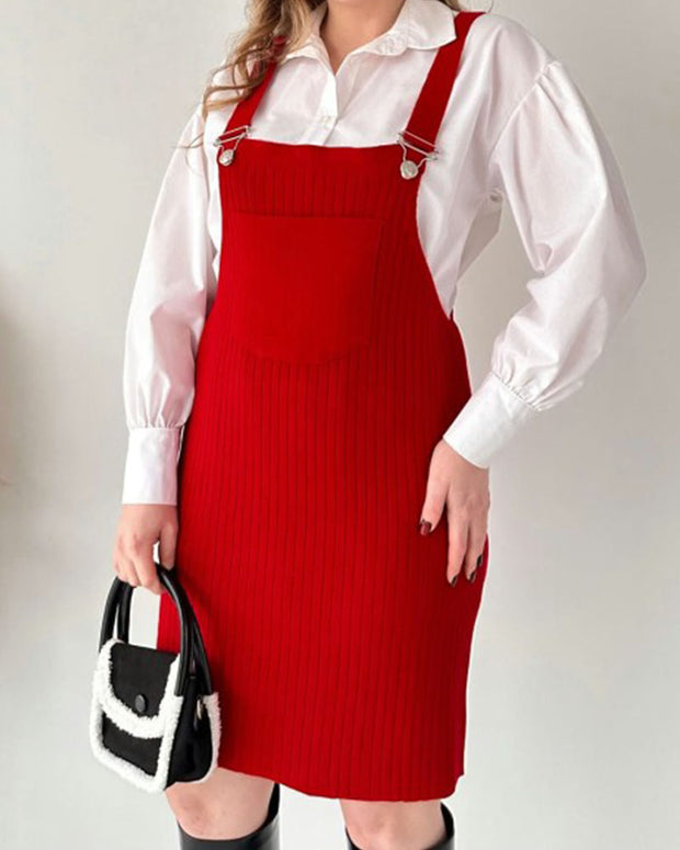 Casual knitted suspender dress