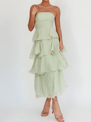 Strapless tiered maxi dress