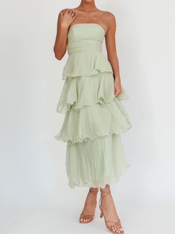 Strapless tiered maxi dress