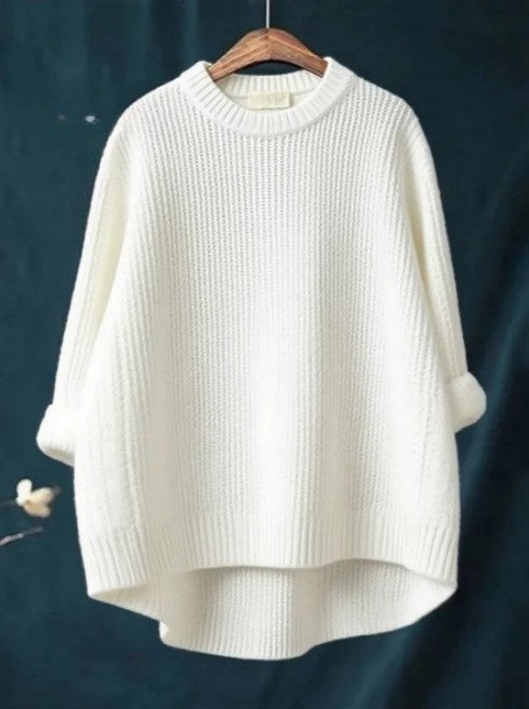 Women's Round Neck Solid Color Long Sleeve Sweater