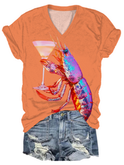 Glitter Disco Shrimp Art  V-neck T-Shirt