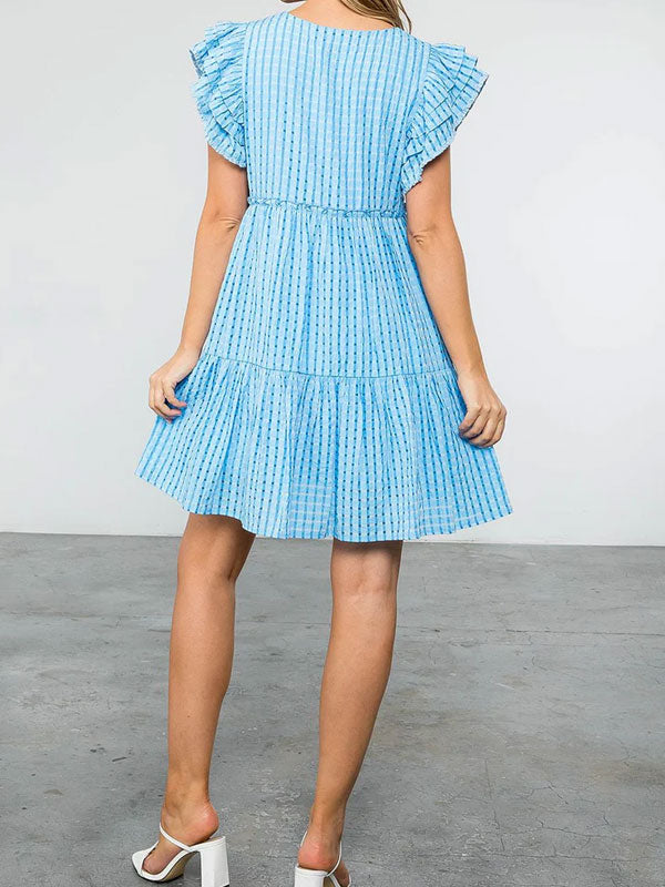 V neck ruffle dress