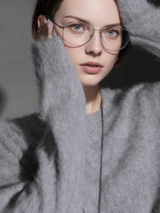 Luxury Seamless Wool Crew Neck Long Sleeve Knit Sweater – Soft and Cozy Wool Fleece with an Elegant Lazy Chic Vibe