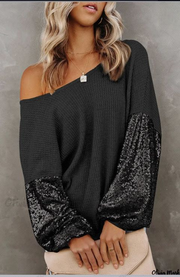 Casual off-the-Shoulder Long Sleeve T-shirt