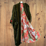 Fashion Casual Lined Printed Velvet Duster