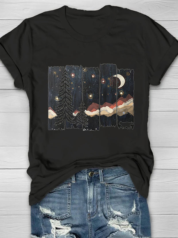 Darkness Forest Printed Crew Neck Women's T-shirt