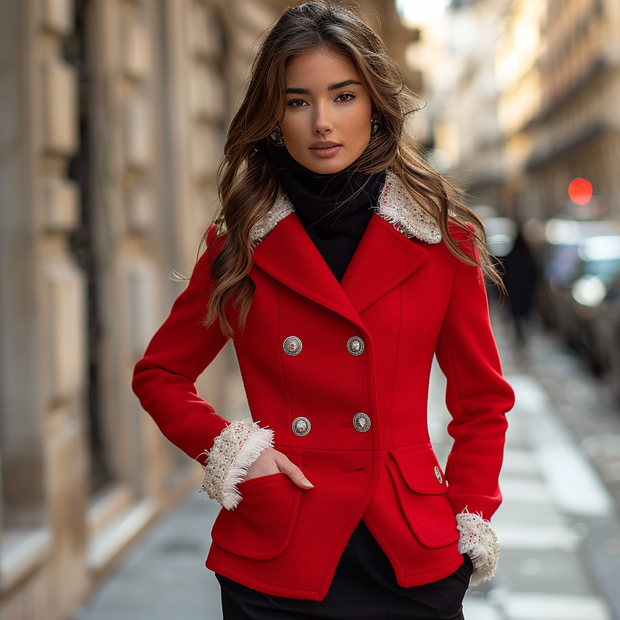 Fashionable And Elegant Women's Suit Jacket Casual Short Woolen Jacket