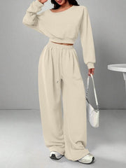 Fashion Slim-fit Off-the-shoulder Navel Solid Color Casual Pants Suit