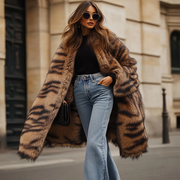 Autumn And Winter Warm Street Fashion Catwalk Style Atmospheric Ladies Simple Solid Color Leopard Fox Zebra Tiger Stripe