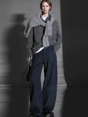 Fashion Belted Tapered Wool Trousers for Women – Elegant Cocoon Silhouette Long Suit Pants