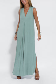 Elegant Is Eternal Solid Color Sleeveless Slit Maxi Dress