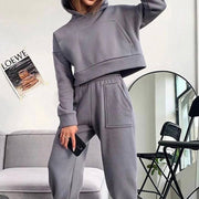 Casual pocket hooded tracksuit