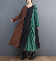 Loose Color-block Splicing Irregular Dress