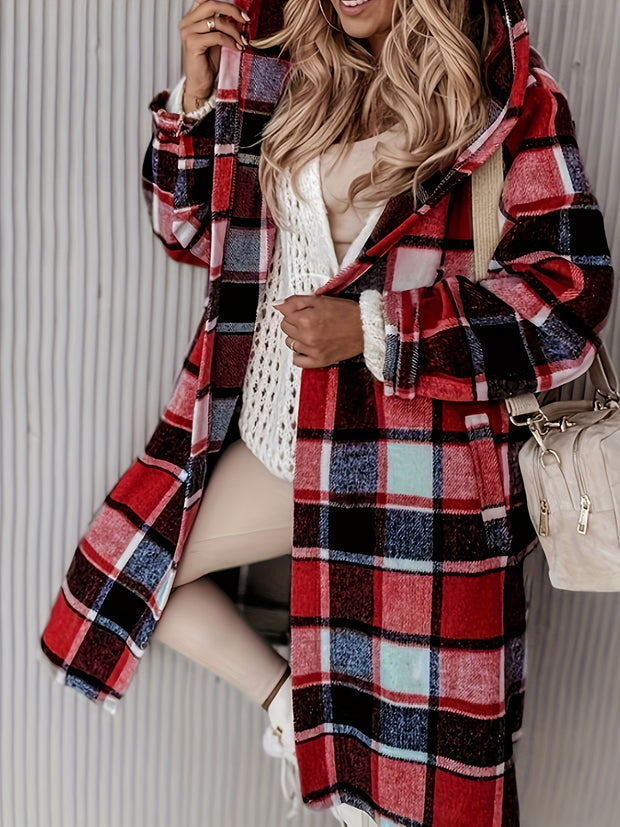 Autumn And Retro Winter Elegant Plaid Jacket Thin Coat