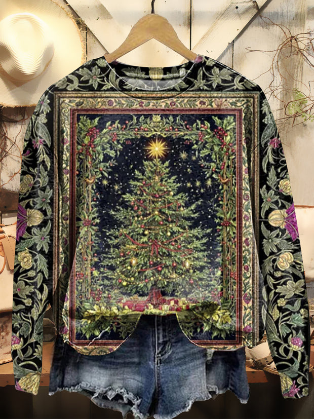 Bohemian Floral Christmas Tree Art Print Sweatshirt