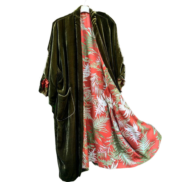 Fashion Casual Lined Printed Velvet Duster