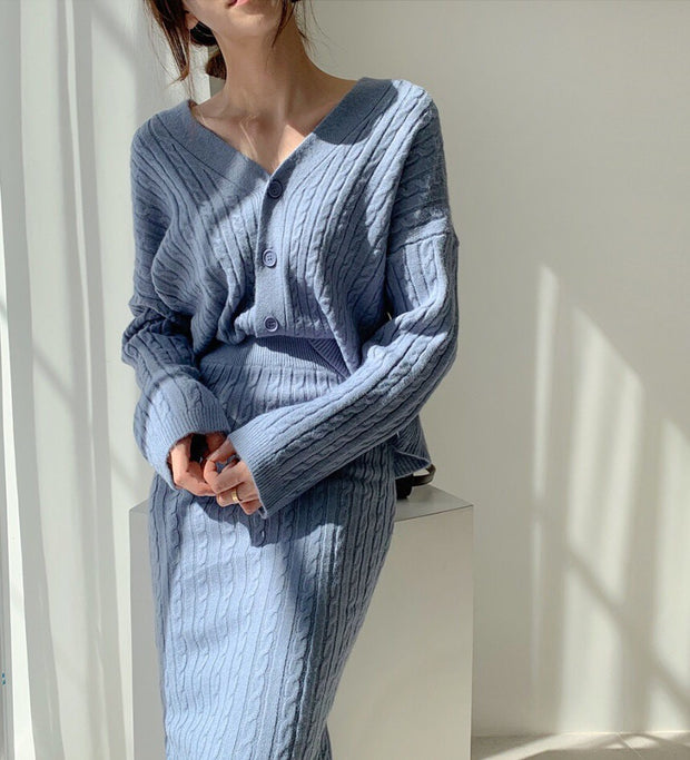 Temperament and personality knitted suit