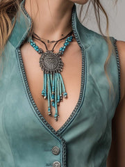 Mint Green Microsuede Bohemian Fitted Vest