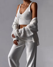 Chic V-neck knitted three-piece set