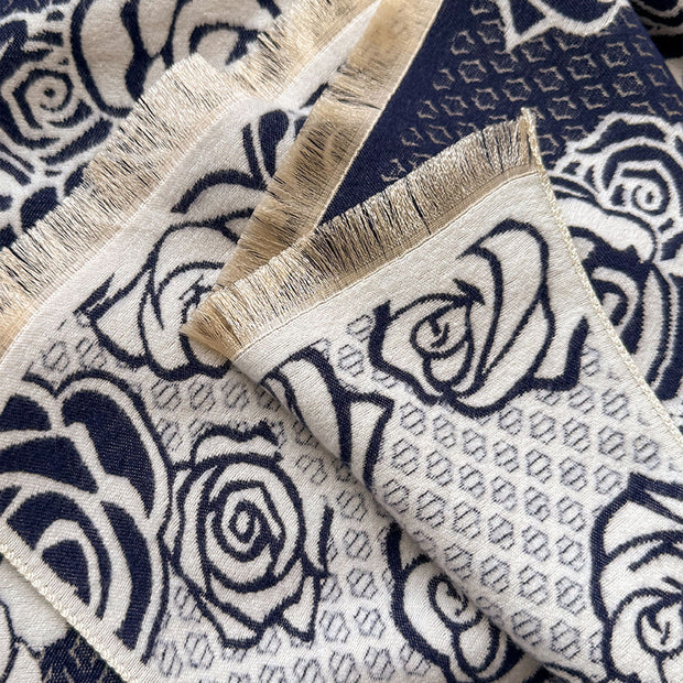 Camellia Cashmere Scarf Warm Neck Shawl Air Conditioning
