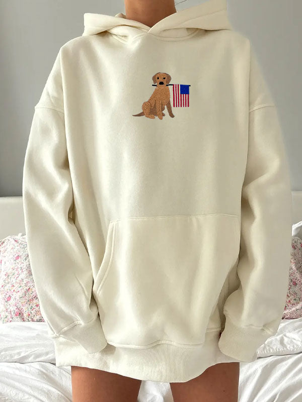 Crew neck embroided hoodie