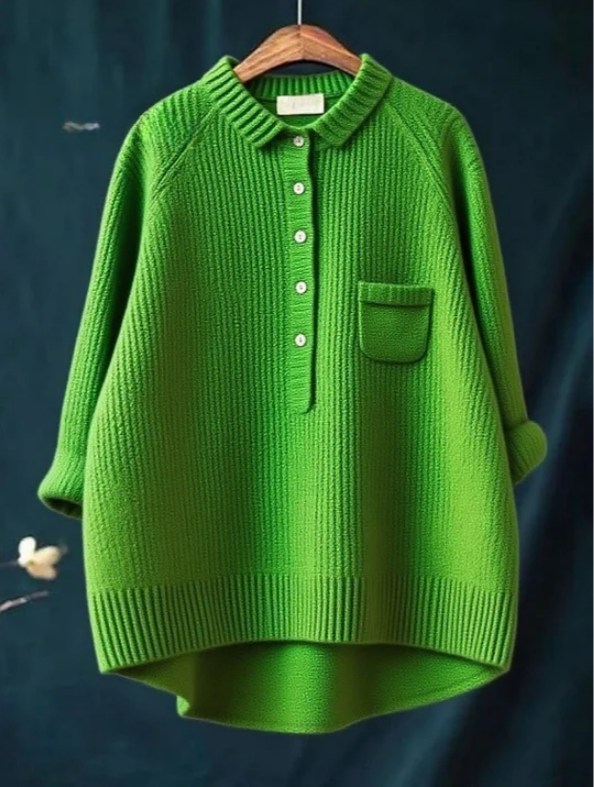 Women's Lapel Neck Casual  Long Sleeve Sweater