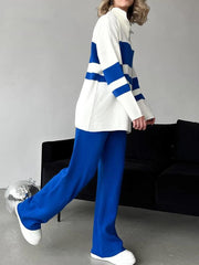 Autumn and winter zipper top wide-leg pants two-piece set