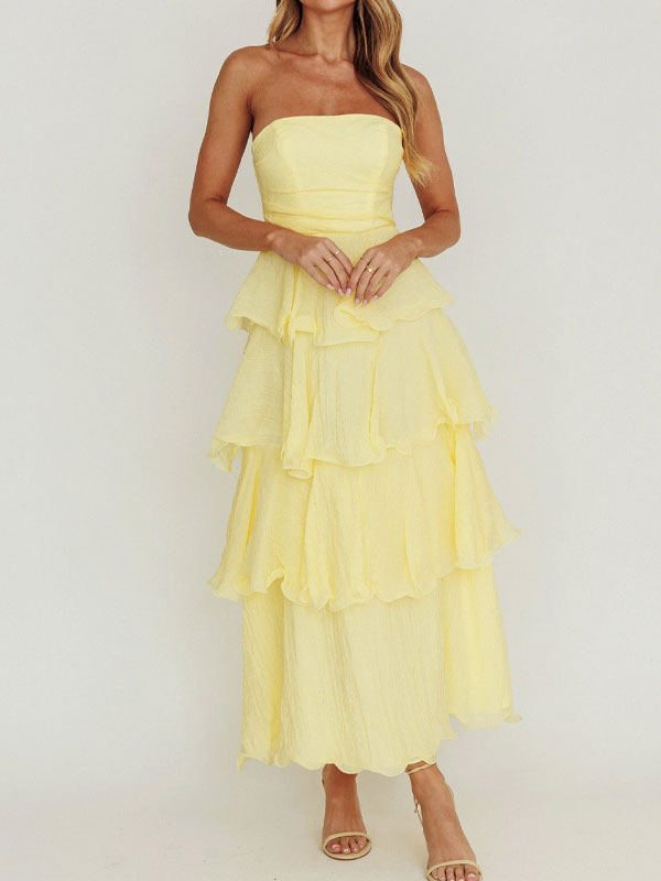 Strapless tiered maxi dress