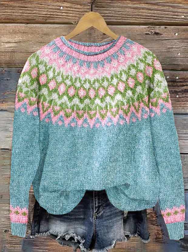 Geometry Pattern Cozy Knit Iceland Sweater