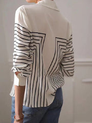 Casual Long Sleeves Printed Lapel Blouses&Shirts Tops