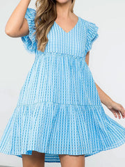 V neck ruffle dress