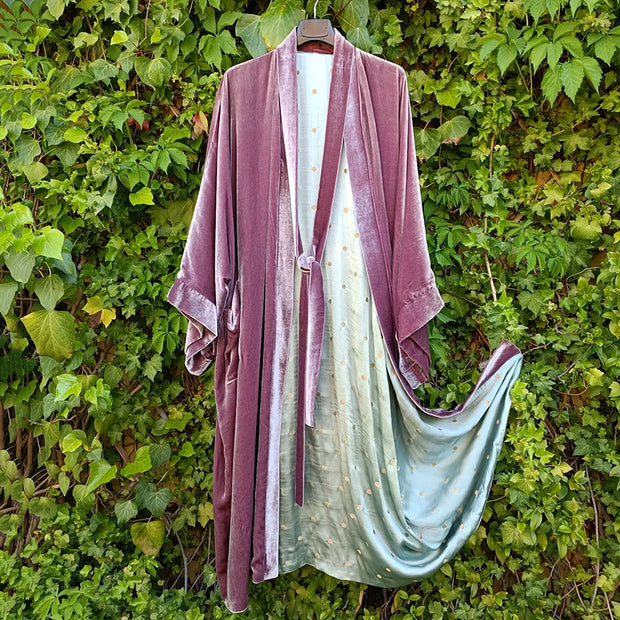 Fashion Simple Lined Print Kimono Duster