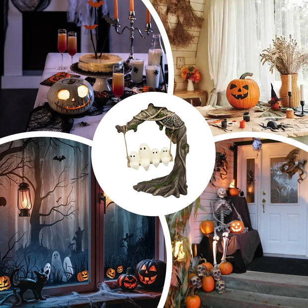 Halloween Swinging Ghost on Tree Swing🎃