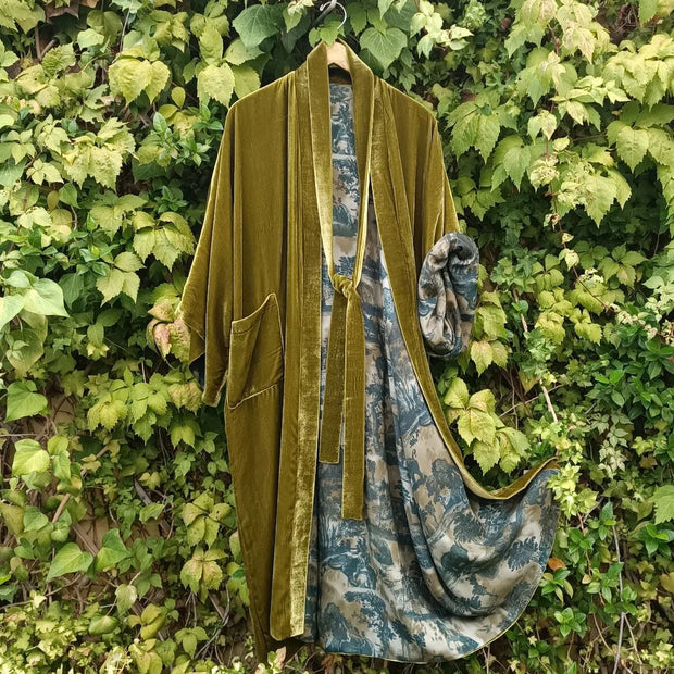 Loose Lining Ink Painting Printed Casual Kimono Duster